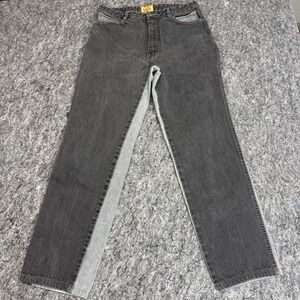 Vintage I.O.U. Jeans Mens 34 Two Tone Colorblock Black Gray Acid Wash Straight